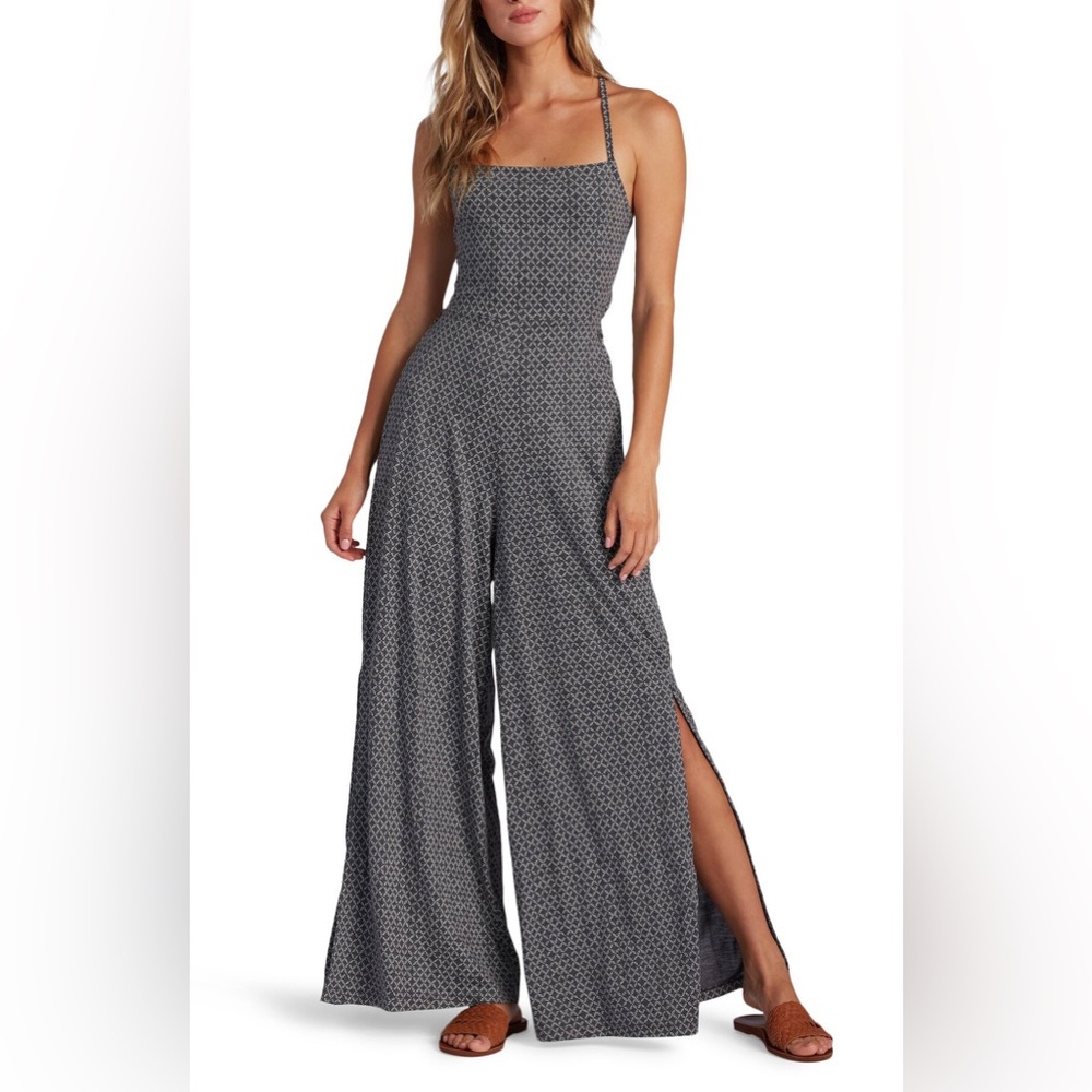 Roxy Gray Patterned Jumpsuit